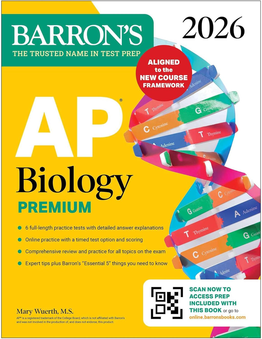 AP Biology Premium, 2026: Prep Book with 6 Practice Tests + Comprehensive Review + Online Practice (Barron's AP Prep) by Mary Wuerth M.S.
