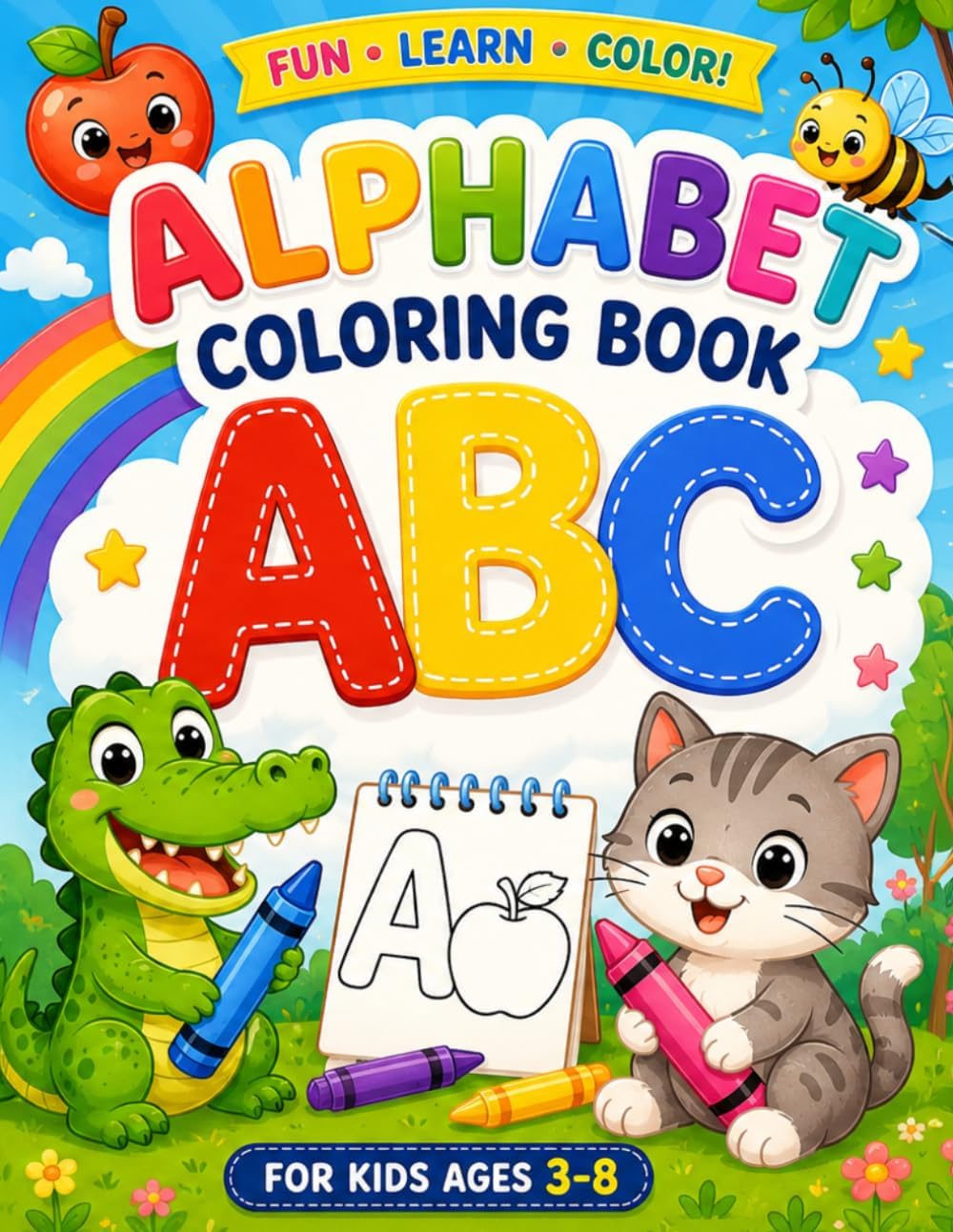 Alphabet Coloring Book for Kids Ages 3-8: ABC Letters with Fun Objects to Color – Learn the Alphabet While Having Fun | Perfect for Preschool and Kindergarten Boys and Girls by Samson Uko