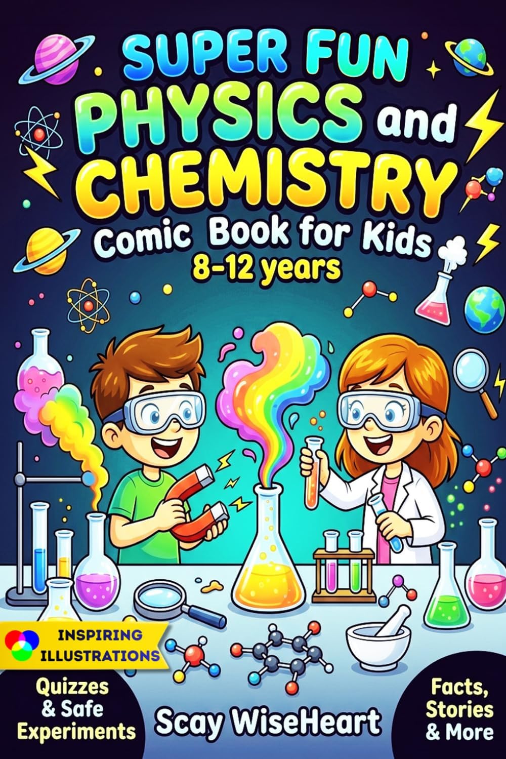 Super Fun Physics and Chemistry Comic Book for Kids 8-12 years: An Interactive STEM Science Guide with Comics, Easy to Digest Concepts, Real-Life Experiments, and Simple Explanations for Curious Boys by Scay WiseHeart