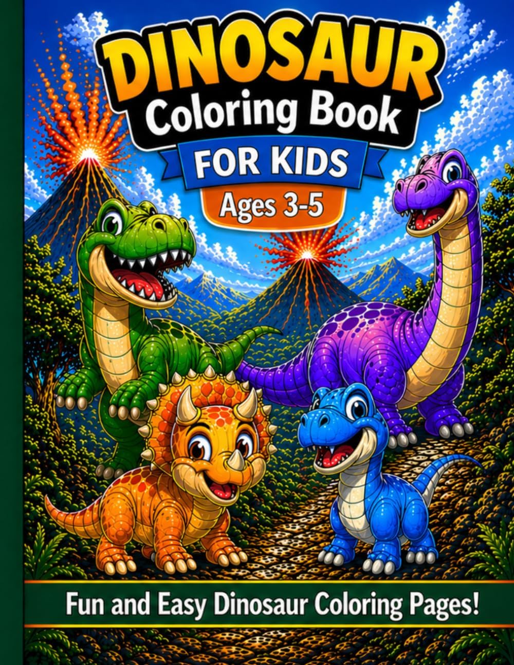 Dinosaur Coloring Book for Kids Ages 3-5: Fun and Easy Dinosaur Coloring Pages for Toddlers and Preschoolers | Learn Dinosaur Names with Cute and Simple Designs by Jasmine P. Finnie