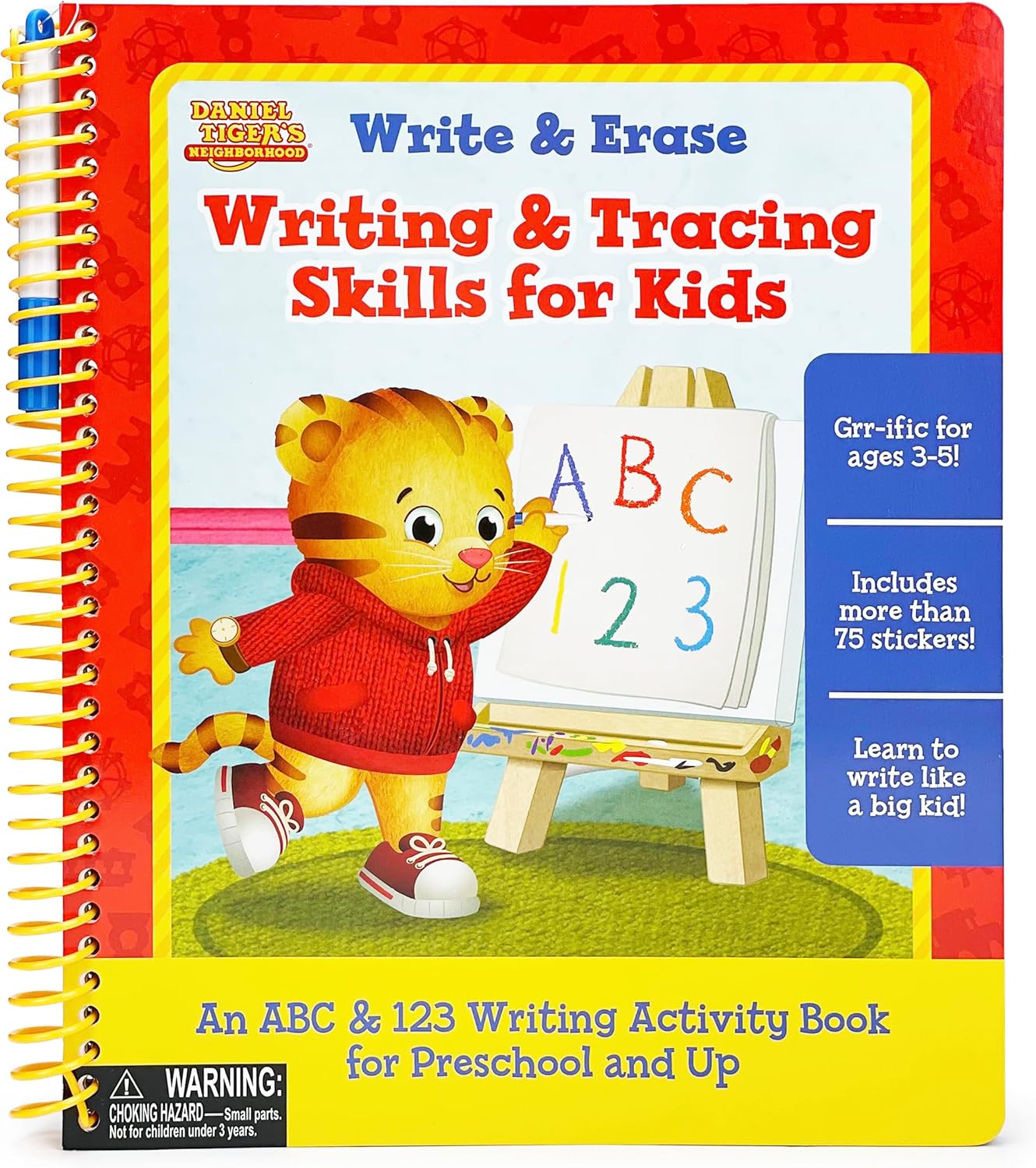 Daniel Tiger's Neighborhood Wipe Clean Writing & Tracing Workbook Skills for Preschool Kids Ages 3 - 5: Practice Pen Control, ABC's, Numbers, Handwriting, Wipe Off Pen Included by Scarlett Wing