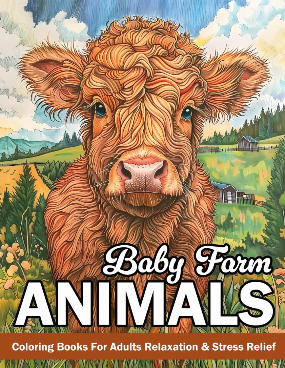 Baby Farm Animals: Coloring Book For Adults Mindfulness With Cute Cow, Lamb, Pig, Horses And More!!! by Sandra Mangum