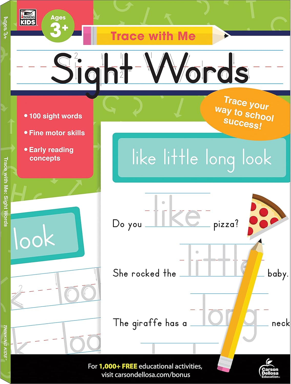 Carson Dellosa Trace With Me: Sight Words Handwriting Workbook for Kids Ages 3+, Sight Words Handwriting Practice for Preschool, Kindergarten, 1st Grade, 2nd Grade, PreK+ Phonics & Writing Practice by Thinking Kids