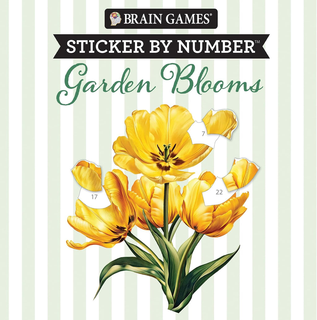 Brain Games - Sticker by Number Compact Edition: Garden Blooms | 7x7 Inches | Travel Size Activity Book for Adults & Kids 7+ by Publications International Ltd.
