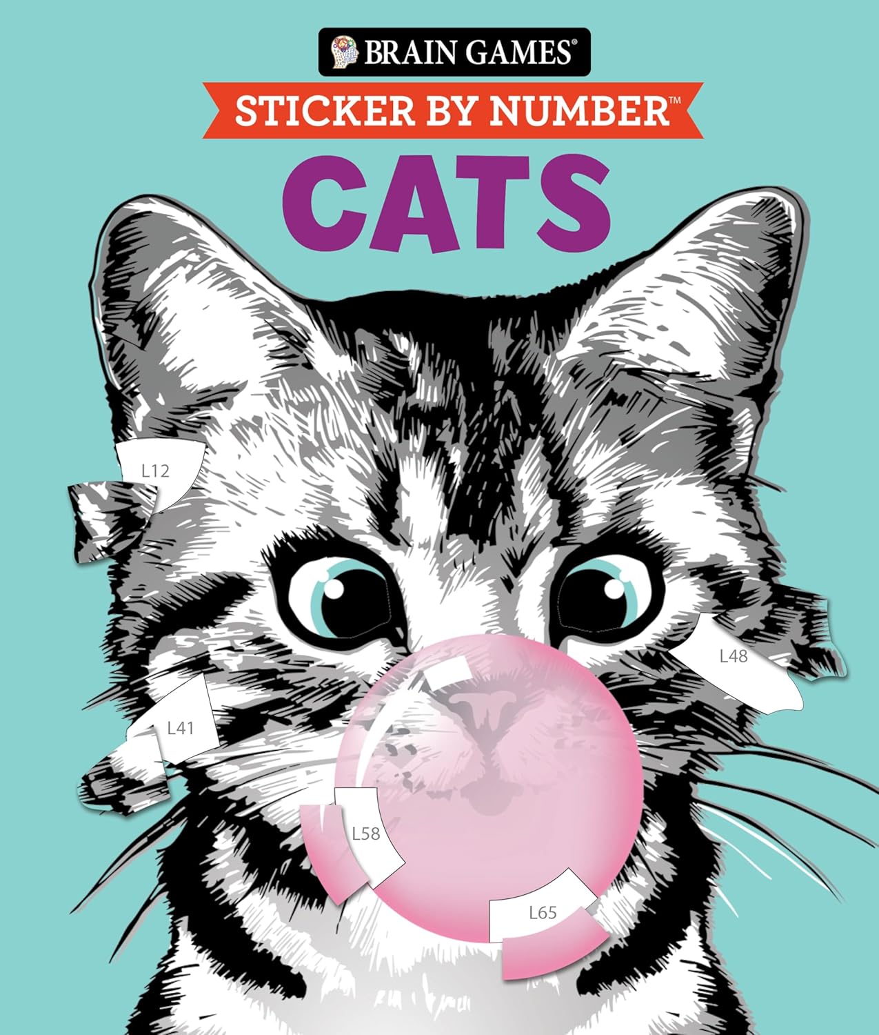 Brain Games - Sticker by Number: Cats (28 Images to Sticker) (Volume 2) by Publications International Ltd.