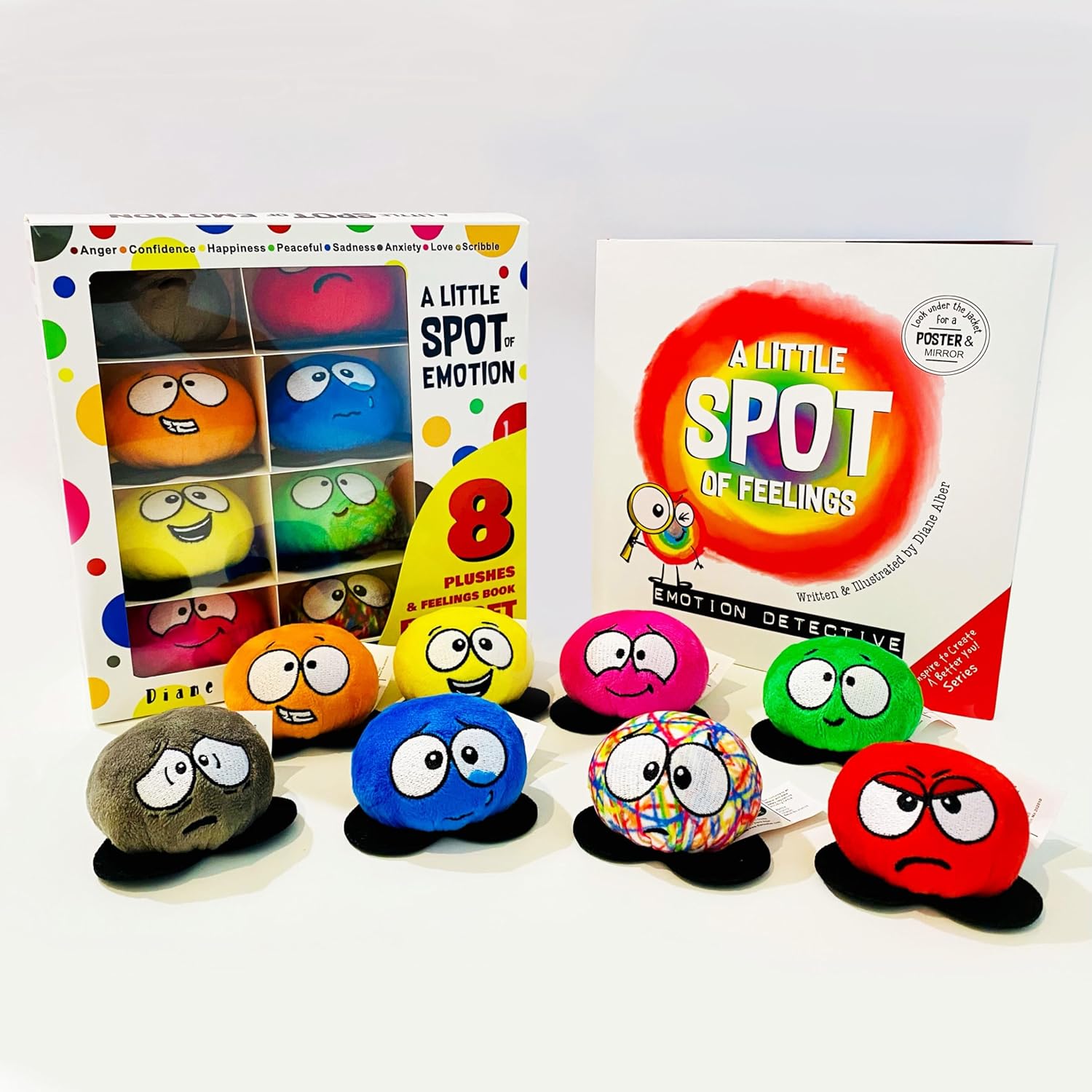 A Little SPOT of Emotion 8 Plush Toys with Feelings Book Box Set by Diane Alber
