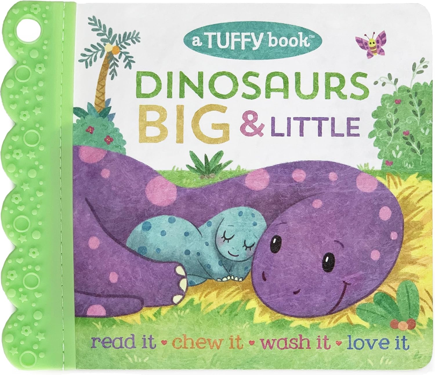 Tuffy Dinosaurs Big & Little (an Opposites Book) - Washable, Chewable, Unrippable Pages With Hole For Stroller Or Toy Ring, Teether Tough, Ages 0-3 (A Tuffy Book) by Scarlett Wing