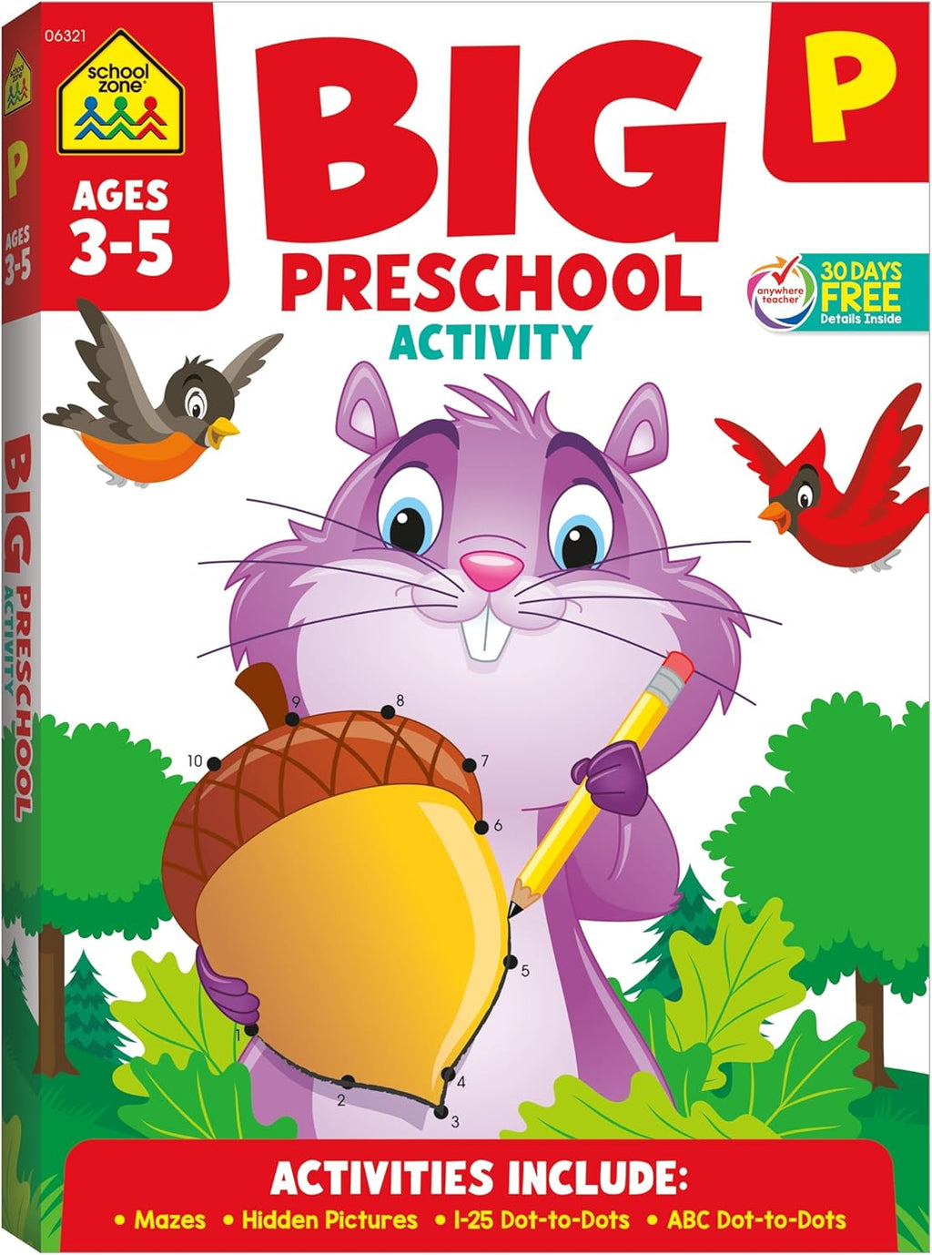 School Zone Big Preschool Activity Workbook: 320 Pages, 300+ Activities, Pre-K Workbook, Tracing, Letters, Numbers, Colors, Shapes, Ages 3–5 by School Zone