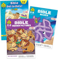 School Zone Bible Activity 3-Pack Workbook Set: 96 Pages, Preschool, Kindergarten, Hidden Pictures, Mazes, Dot-to-Dot, Christian Scripture, Old & New Testament, Picture Puzzles, Ages 3-6 by School Zone