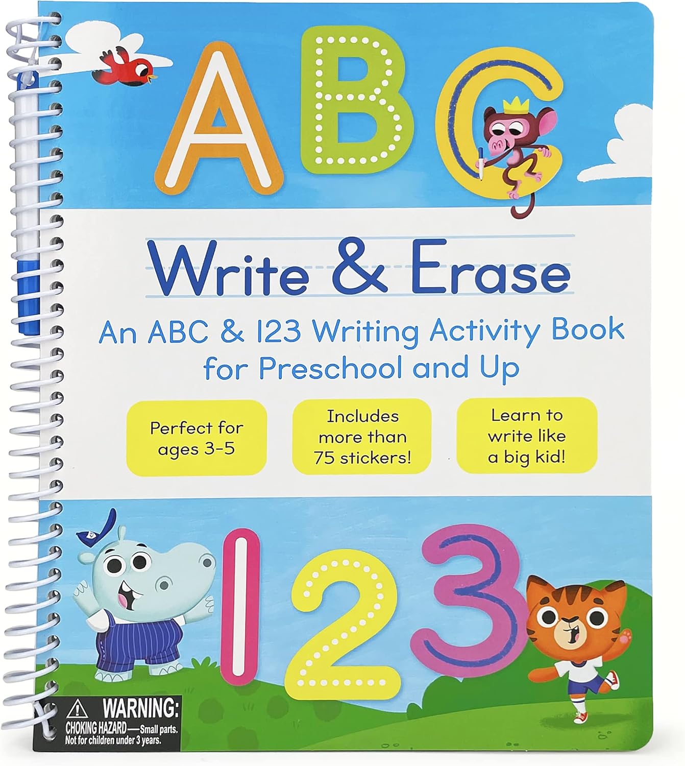 Write & Erase ABC and 123: Wipe Clean Writing & Tracing Workbook Skills for Preschool Kids and Up Ages 3-5: Includes Letter and Number Tracing, Early ... Erase Marker & Bonus Restickable Stickers. by Rufus Downy