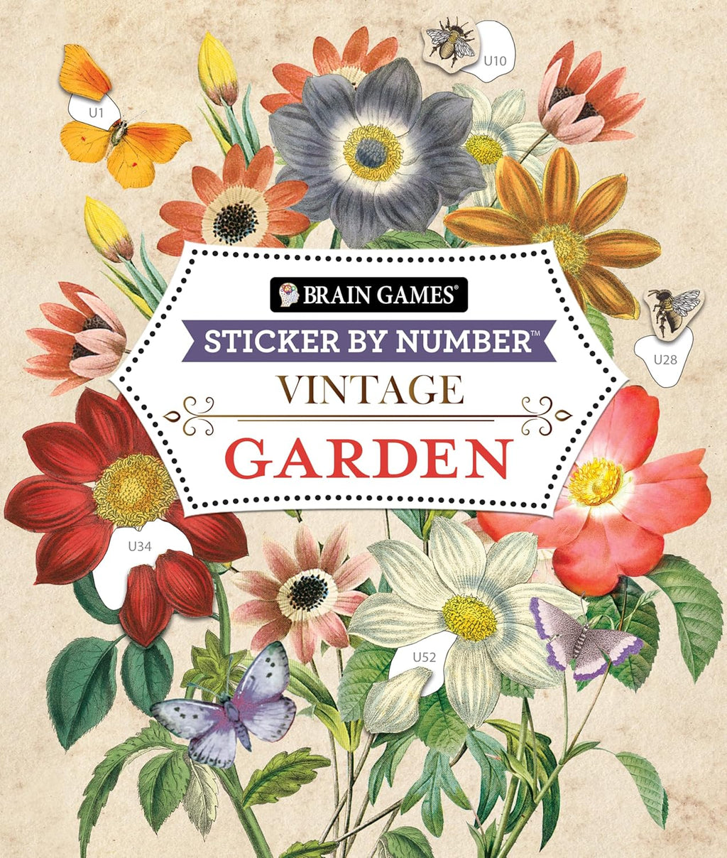 Brain Games - Sticker by Number - Vintage: Garden (28 Images to Sticker) by Publications International Ltd.