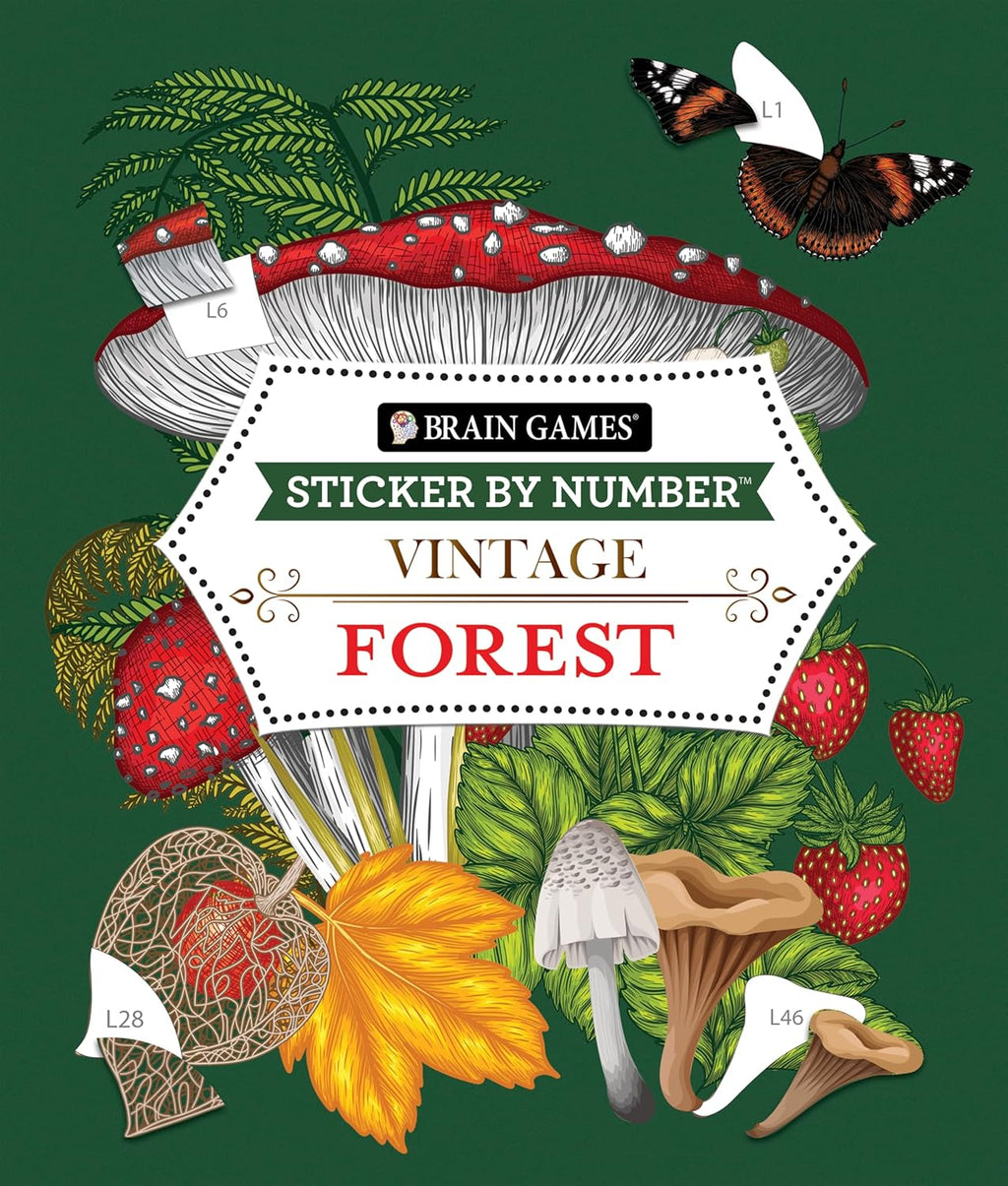 Brain Games - Sticker by Number - Vintage: Forest (28 Images to Sticker) by Publications International Ltd.