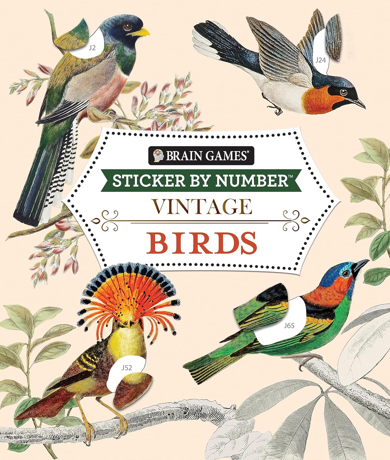 Brain Games - Sticker by Number - Vintage: Birds (28 Images to Sticker) by Publications International Ltd.