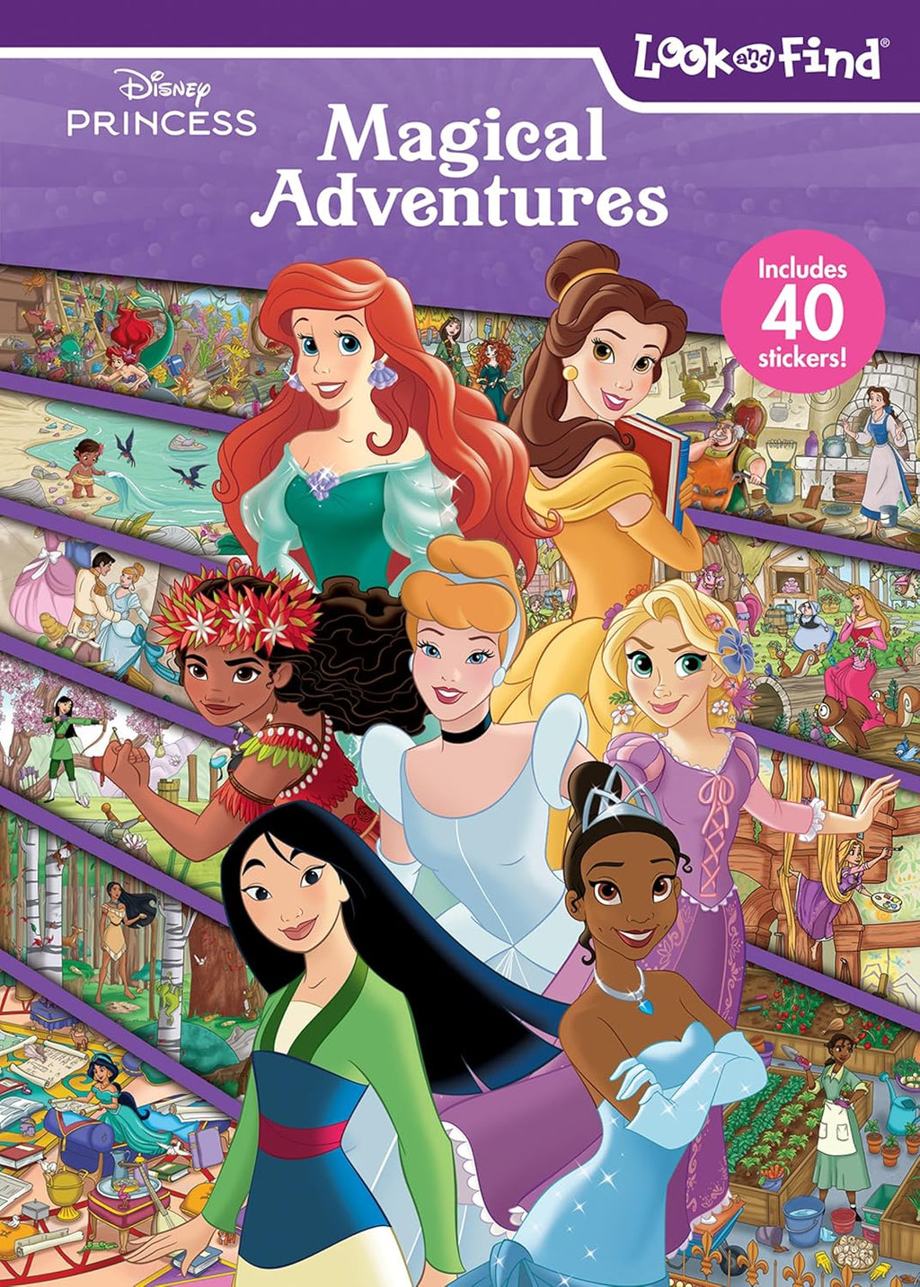 Disney Princess Cinderella, Belle, Moana, and More! - Magical Adventures Look and Find Activity Book - PI Kids by Pi Kids
